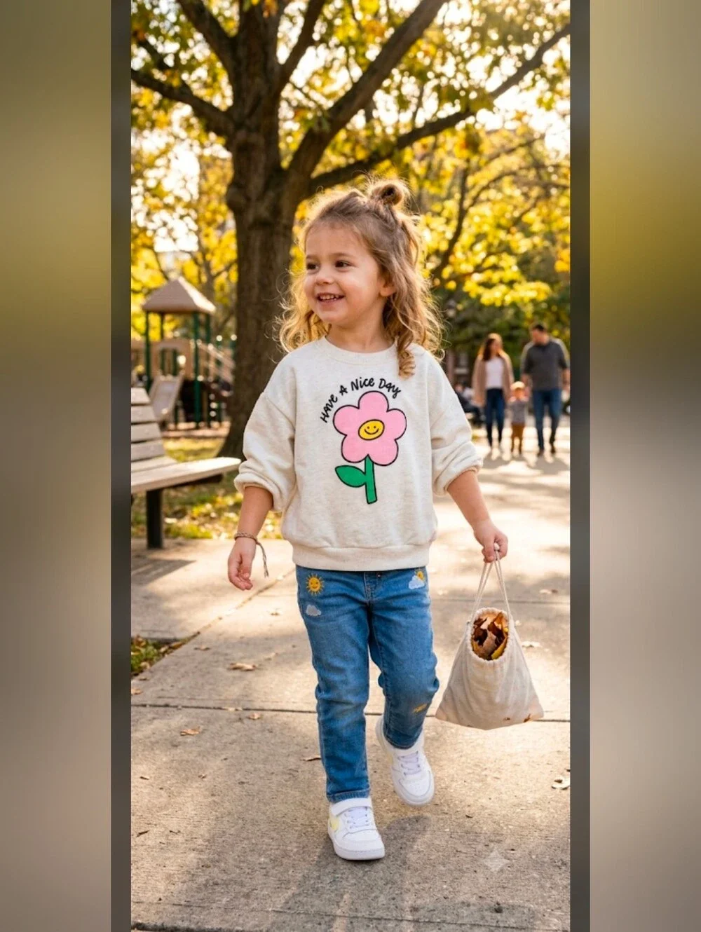 Old Navy Toddler Girl 4T Floral Graphic Sweatshirt Have A Nice Day White